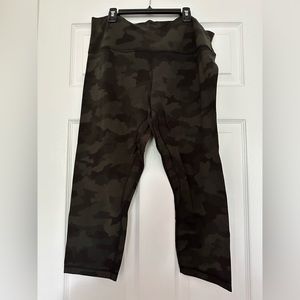 Lululemon Align crop 21” dark olive camo leggings. Size 16. Like new.